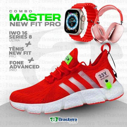 Combo 3x1 PRO - Tênis SNEAKER NEWFIT PRO + IWO SERIES 8 ULTRA + FONE BLUETOOTH PRO | ENVIO IMEDIATO | FRETE GRÁTIS | 12x