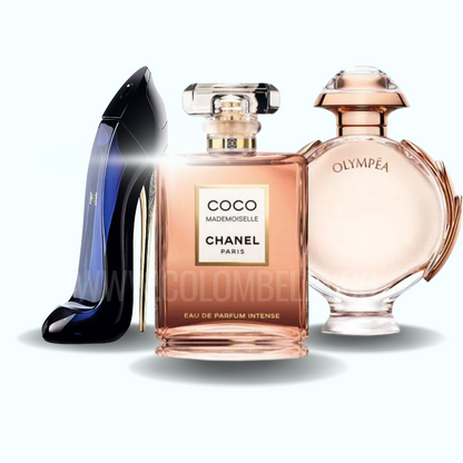 [COMPRA 1 LLEVA 3] - Kit de Perfumes Importados - Carolina Herrera Good Girl | Chanel Mademoiselle | Paco Rabanne Olympea - (100ml Cada Uno)