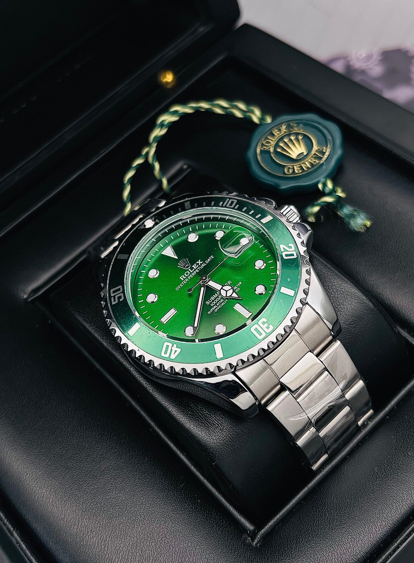 Rolex Submariner Plateado-Verde