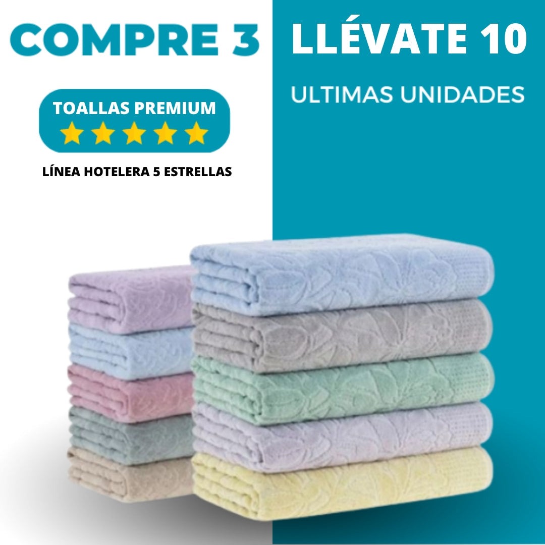 MEGA KIT con 10 Super Toallas de Baño - COMPRA 3 LLÉVATE 10 (VENTA DE LIQUIDACIÓN - ÚLTIMO DÍA)